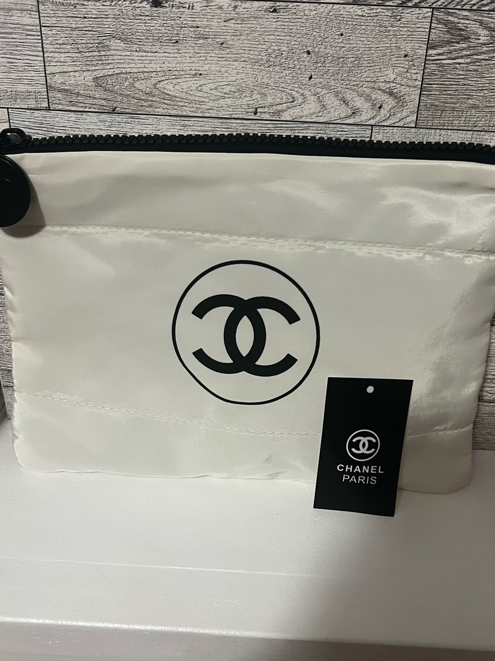 White Quilted Pouch - Large